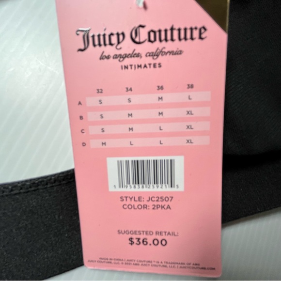 Juicy Couture Crushed Jersey Velvet Bra and Underwear Set - Black - Picture 15 of 16